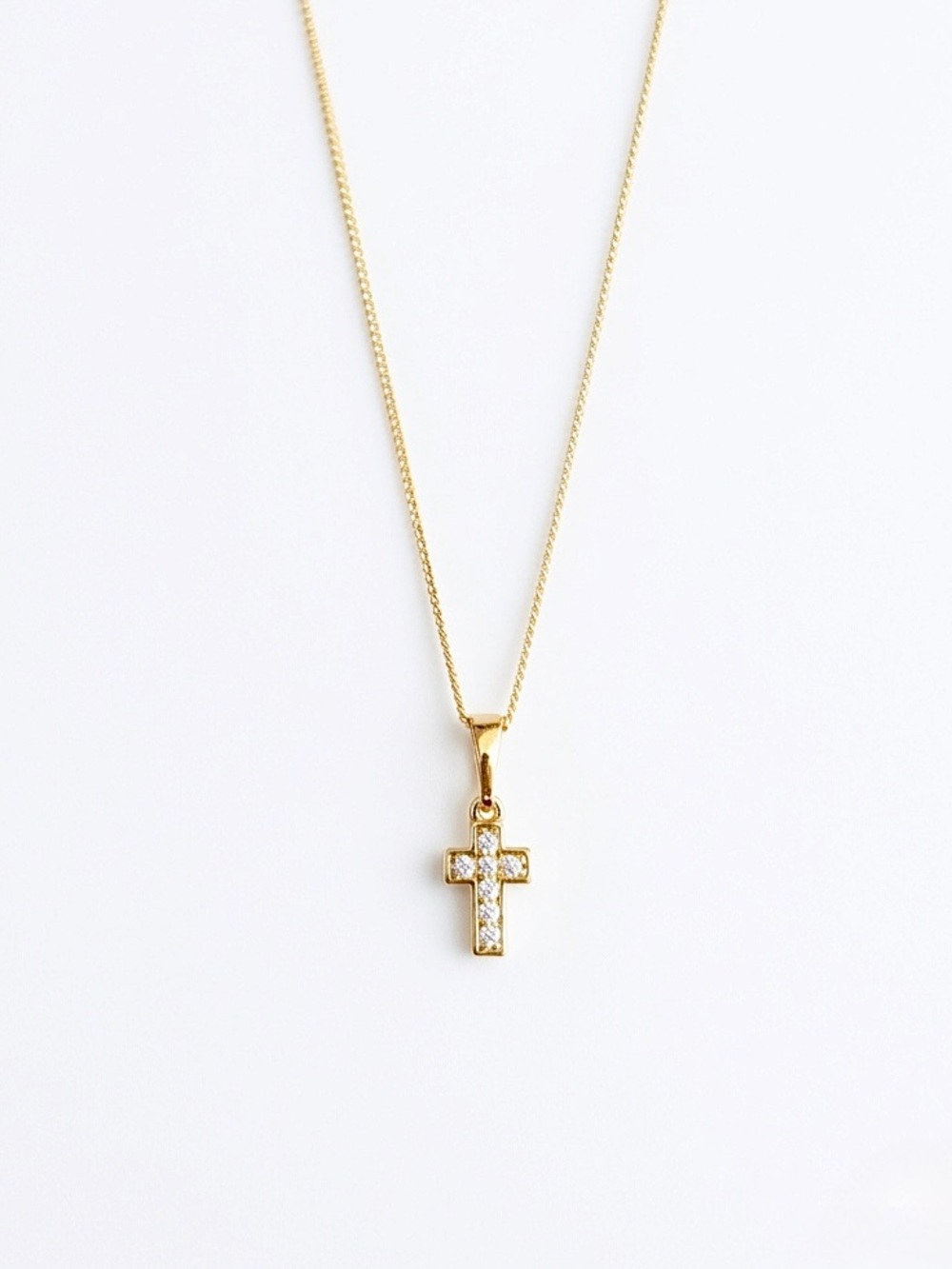 Cross Zirconia Necklace | 14k Gold Plated Religious Dainty Jewelry